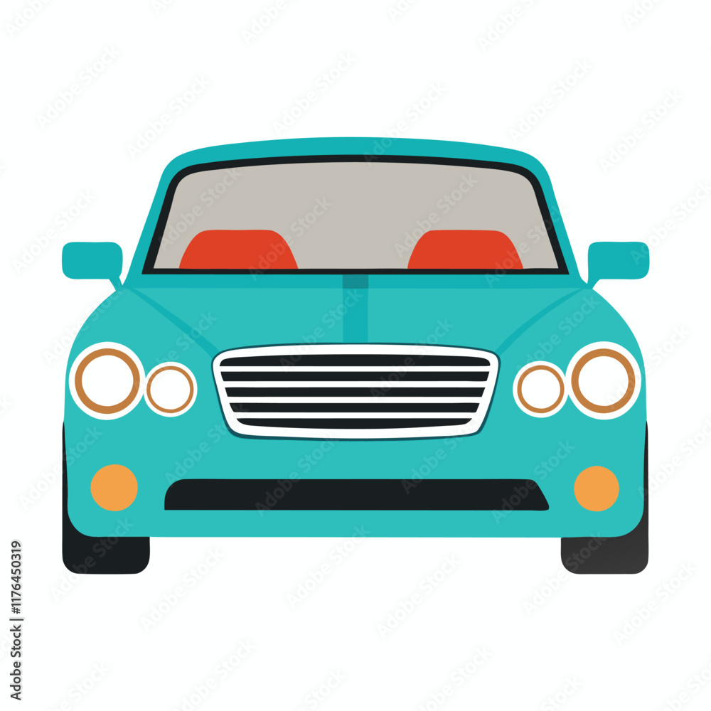 Car front view flat illustration on white background
Car front view flat illustration on white background