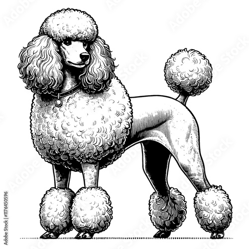Hand drawn cute Poodle, vector sketch isolated on white background, SVG vector	