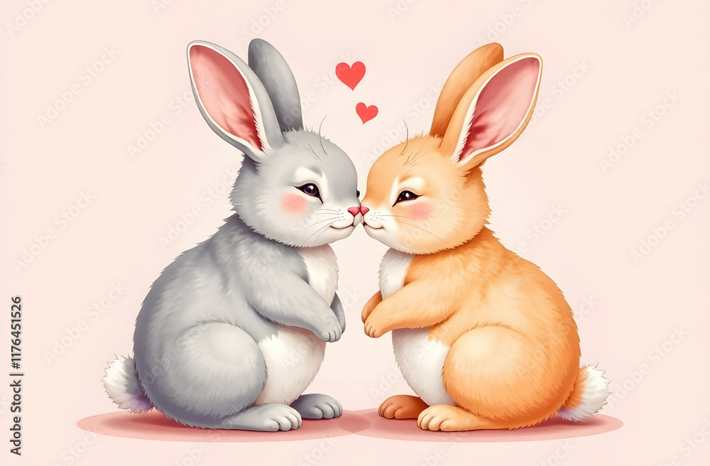 Fototapeta premium Easter happy bunny. Happy Easter greeting card concept.