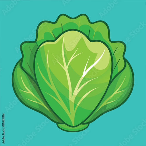 Fresh Lettuce Food Vector Illustration - Green Vegetable Design for Healthy Eating
