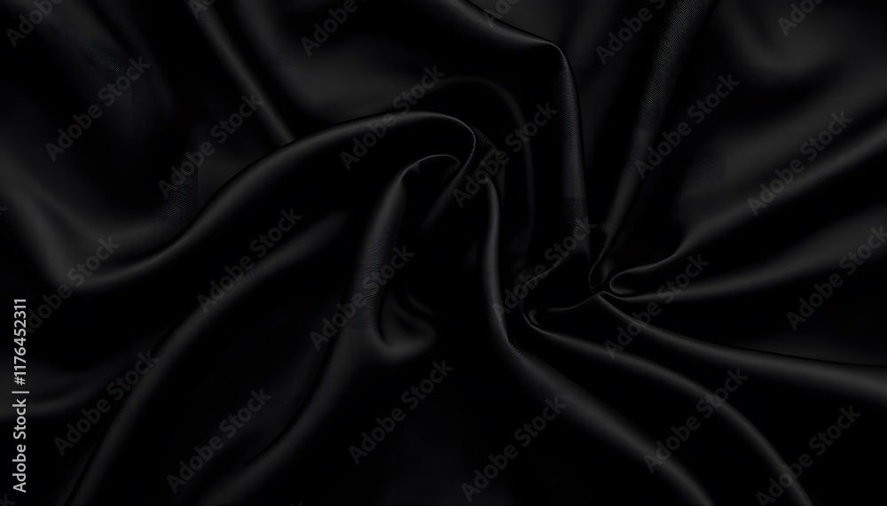 Fototapeta premium Elegant Black Satin Drape: Luxurious Texture and Deep Shadow