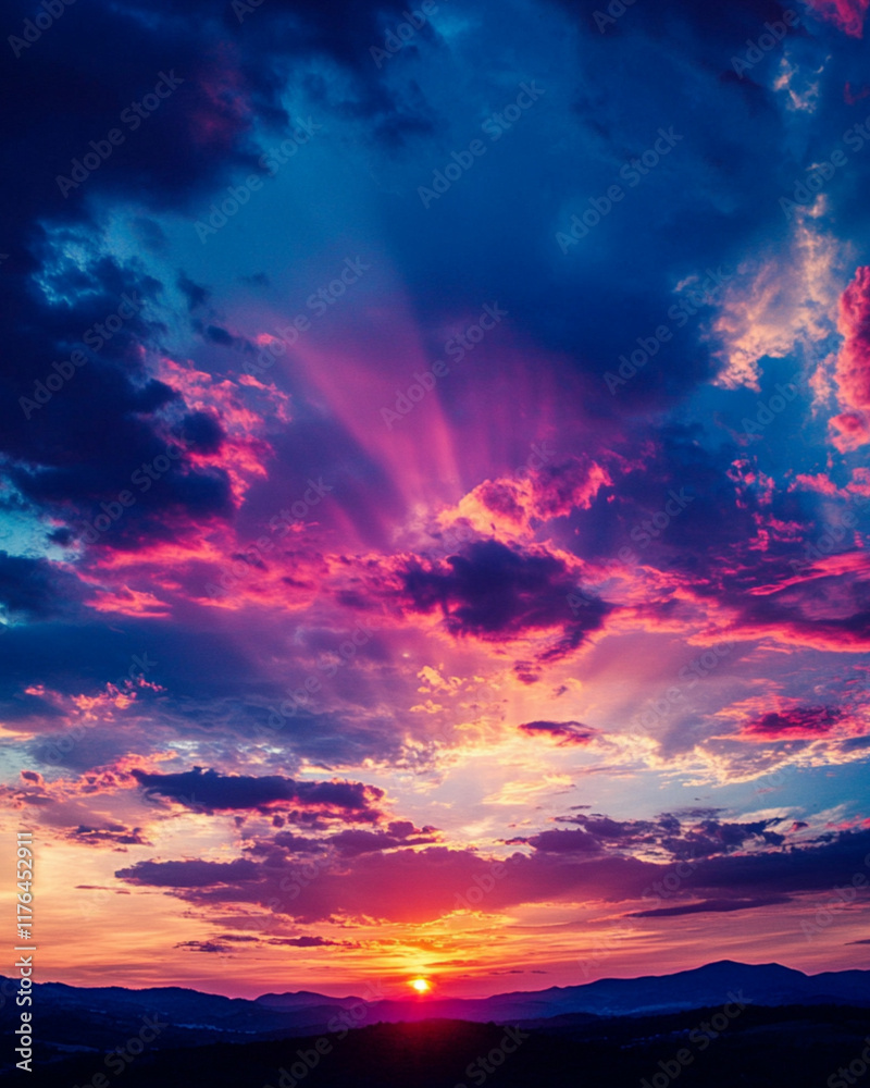 Fototapeta premium Explore the science behind why sunsets appear so colorful and vibrant, describing it poetically