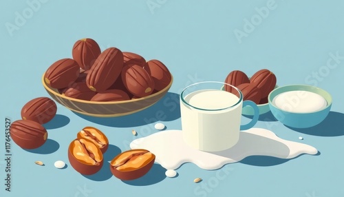 A dates and milk drink  photo