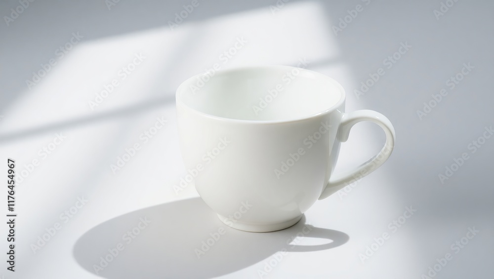 A single white ceramic mug sits on a white surface A single white ceramic mug sits on a white surface