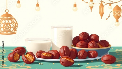 A dates and milk drink  photo