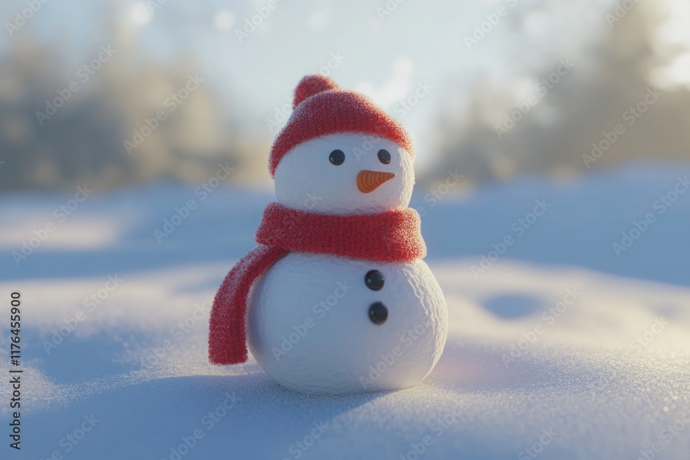 A miniature snowman on a plain surface, its details crisp and playful. A miniature snowman on a plain surface, its details crisp and playful.