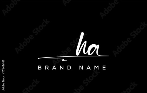 HA letter beauty handwriting vector logo.