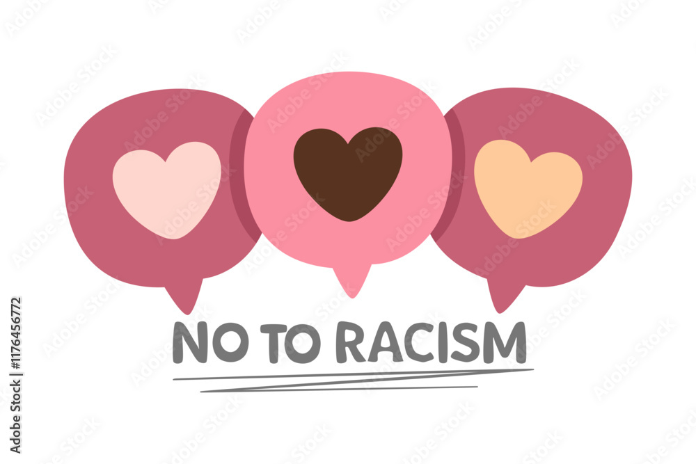 Heart of no to racism. Anti racial discrimination. Equality and diversity. Love and compassion in social. Heart of no to racism. Anti racial discrimination. Equality and diversity. Love and compassion in social.