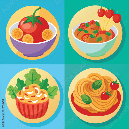 Pasta Food Vector set Illustration - Delicious Italian Cuisine Design