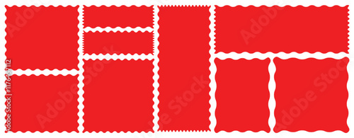 Set of frames with zigzag edge, scallop edge shape. Rectangle shape frame with zigzag edge. zigzag frame.