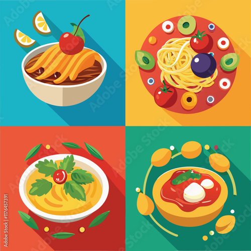 Pasta Food Vector set Illustration - Delicious Italian Cuisine Design