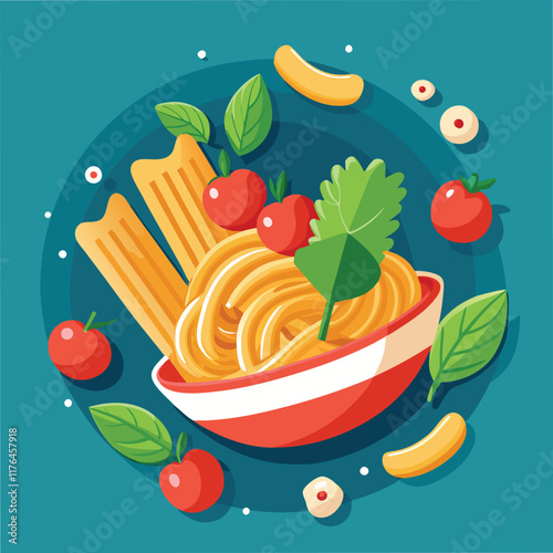 Pasta Food Vector Illustration - Delicious Italian Cuisine Design