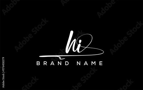 HI letter beauty handwriting vector logo.