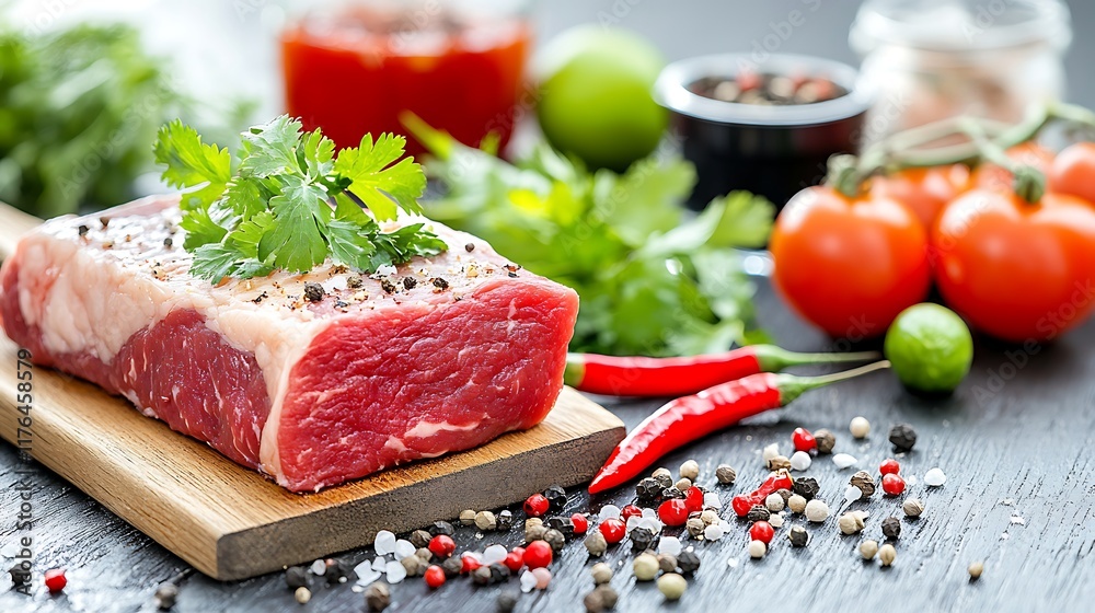 Raw Beef Steak Spices Herbs Cooking Ingredients Raw Beef Steak Spices Herbs Cooking Ingredients