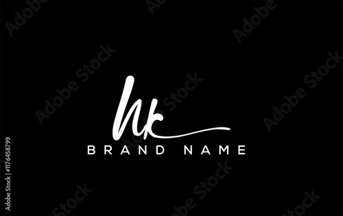 HK letter beauty handwriting vector logo.