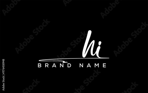 HI letter beauty handwriting vector logo.