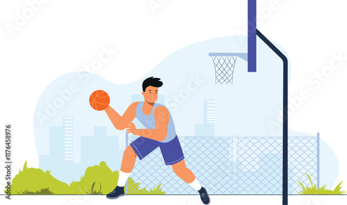 Sport-themed illustration visuals for posters and graphics, showcasing athletes in action across various sports such as football, basketball, and tennis