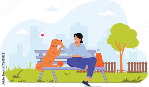 A charming pet-themed illustration for online campaigns, featuring a playful pet interacting with products or services, surrounded by bright colors