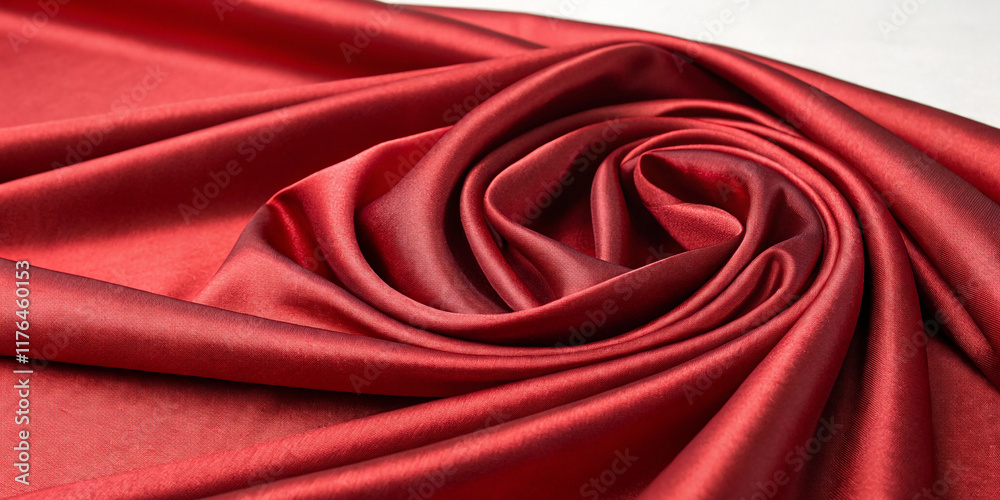 Obraz premium A Luxurious Red Folded Silk Texture Isolated on a Clean Background