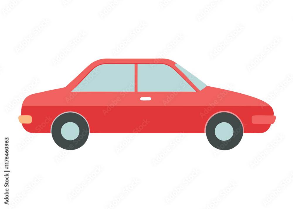 Car side view flat illustration on white background

