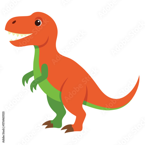 Cartoon tyrannosaurus rex flat illustration on white background
