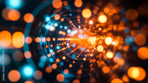 Wallpaper Mural Colorful lights create a glowing tunnel effect in an abstract digital design Torontodigital.ca