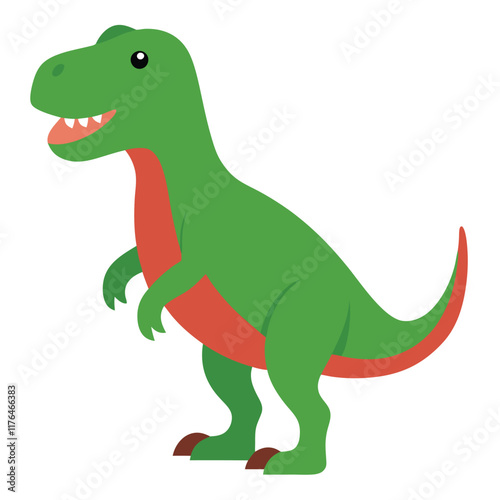 Cartoon tyrannosaurus rex flat illustration on white background
