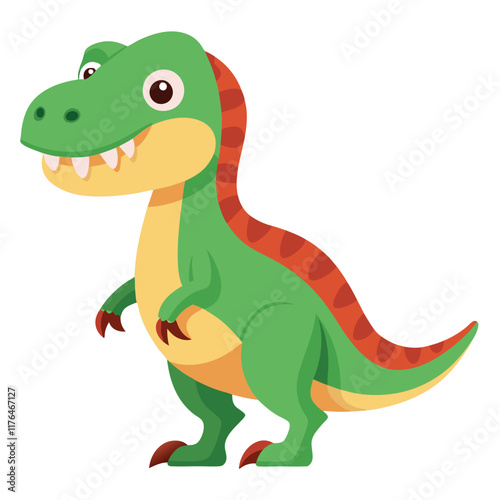 Cartoon tyrannosaurus rex flat illustration on white background
