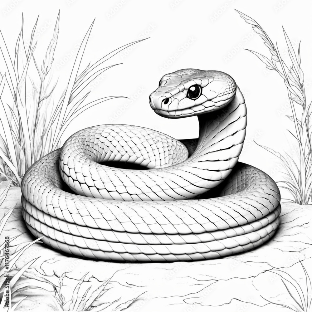 Fototapeta premium coloring pages animal for kids. cute snake. ready to print on standard 8.5x11 inch paper, 300 DPI resolution for high quality.