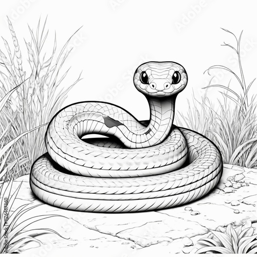 coloring pages animal for kids. cute snake. ready to print on standard 8.5x11 inch paper, 300 DPI resolution for high quality.