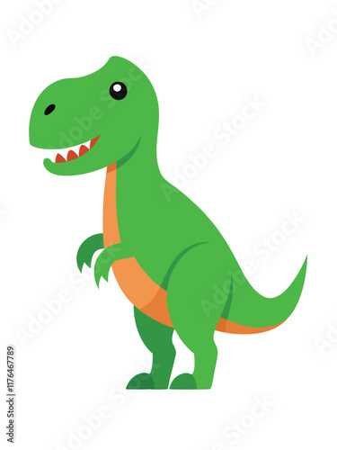 Cartoon tyrannosaurus rex flat illustration on white background
