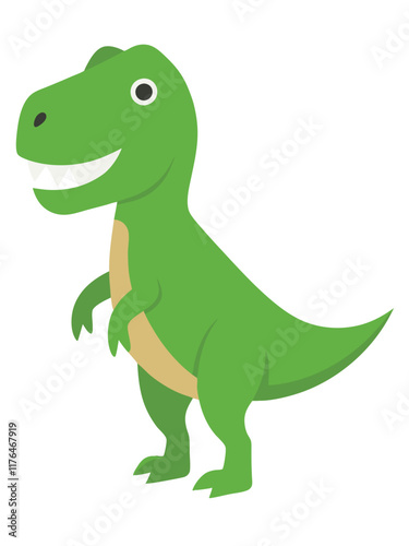 Cartoon tyrannosaurus rex flat illustration on white background
