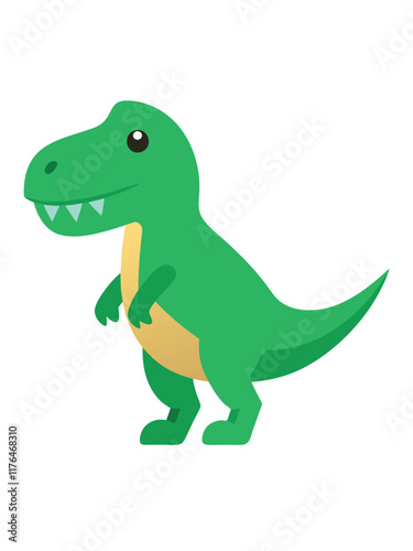 Cartoon tyrannosaurus rex flat illustration on white background
