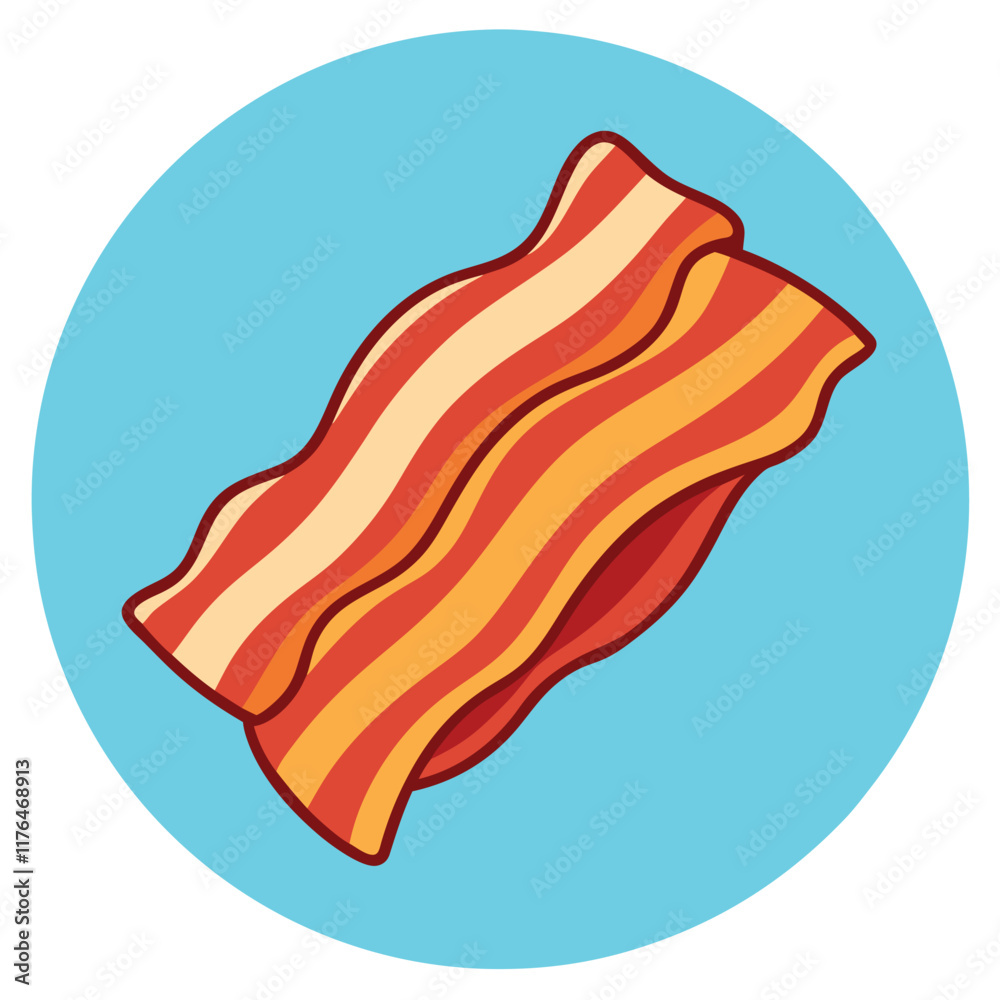Crispy Bacon Vector Illustration - Delicious Breakfast Food Design Crispy Bacon Vector Illustration - Delicious Breakfast Food Design
