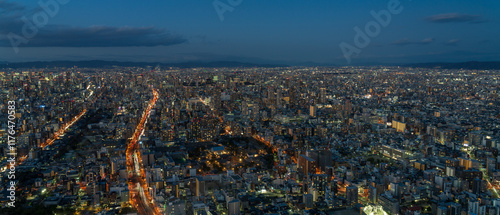 Cityscape of greater Osaka ...
