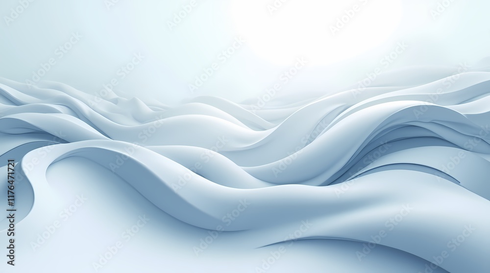 Obraz premium Modern Canvas Wallpaper White Blue Gray Curved Lines