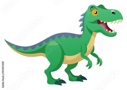 Cartoon tyrannosaurus rex flat illustration on white background
