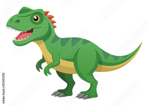 Cartoon tyrannosaurus rex flat illustration on white background
