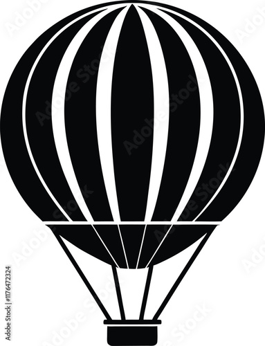 Hot Air Balloon, hot air balloon vector silhouette, hot air balloon icon.