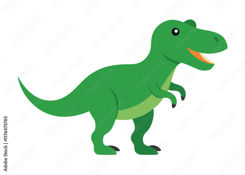 Cartoon tyrannosaurus rex flat illustration on white background
Cartoon tyrannosaurus rex flat illustration on white background