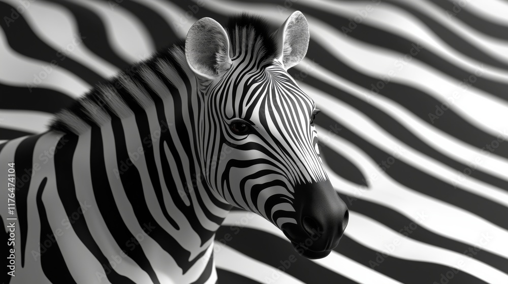 Fototapeta premium Captivating Zebra Portrait with Striking Black and White Stripes