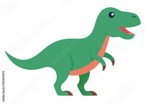 Cartoon tyrannosaurus rex flat illustration on white background
