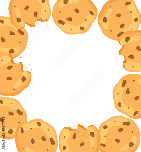 Cute sweet dessert cookies frame border clipart illustration card poster