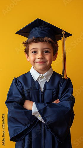 Happy Preschool Graduate in Cap and Gown
