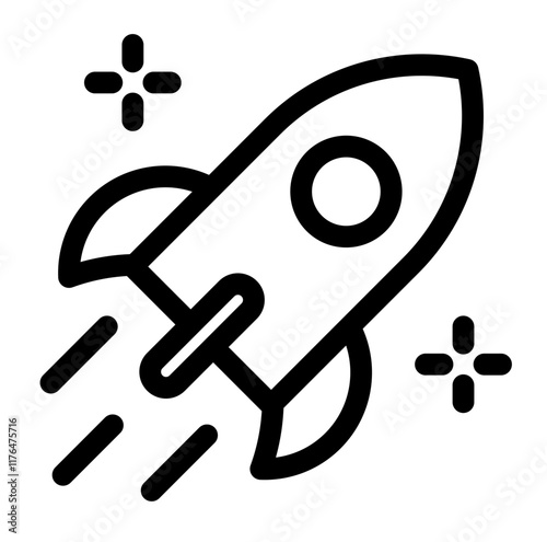 Rocket Launch Icon, Simple Line Icon