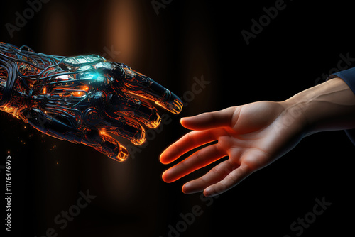 Amazing Handshake with futuristic tech streams