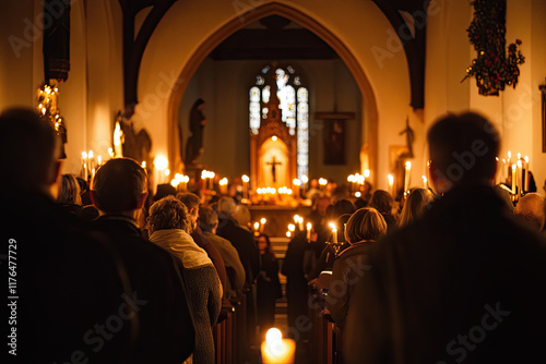 Candlelit church service marking the Epiphany celebration photo