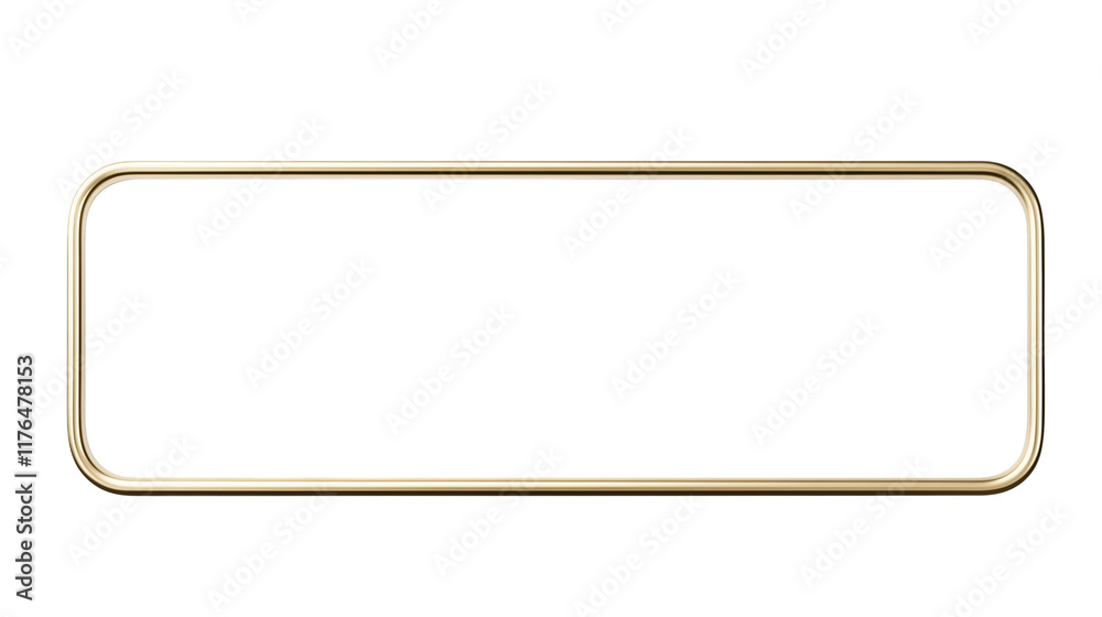 Thin, minimalist gold brass frame with rounded corners. Isolated on transparent or white background cut out Thin, minimalist gold brass frame with rounded corners. Isolated on transparent or white background cut out