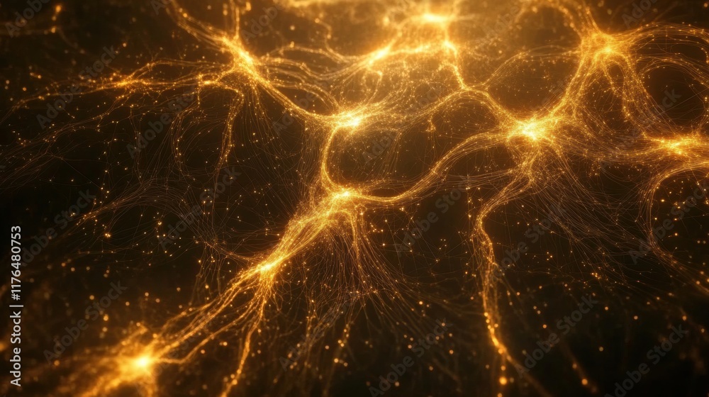 Obraz premium Illuminated Circuitry Web, a complex arrangement of luminous wires creating a futuristic, interconnected design, showcasing technological advancement