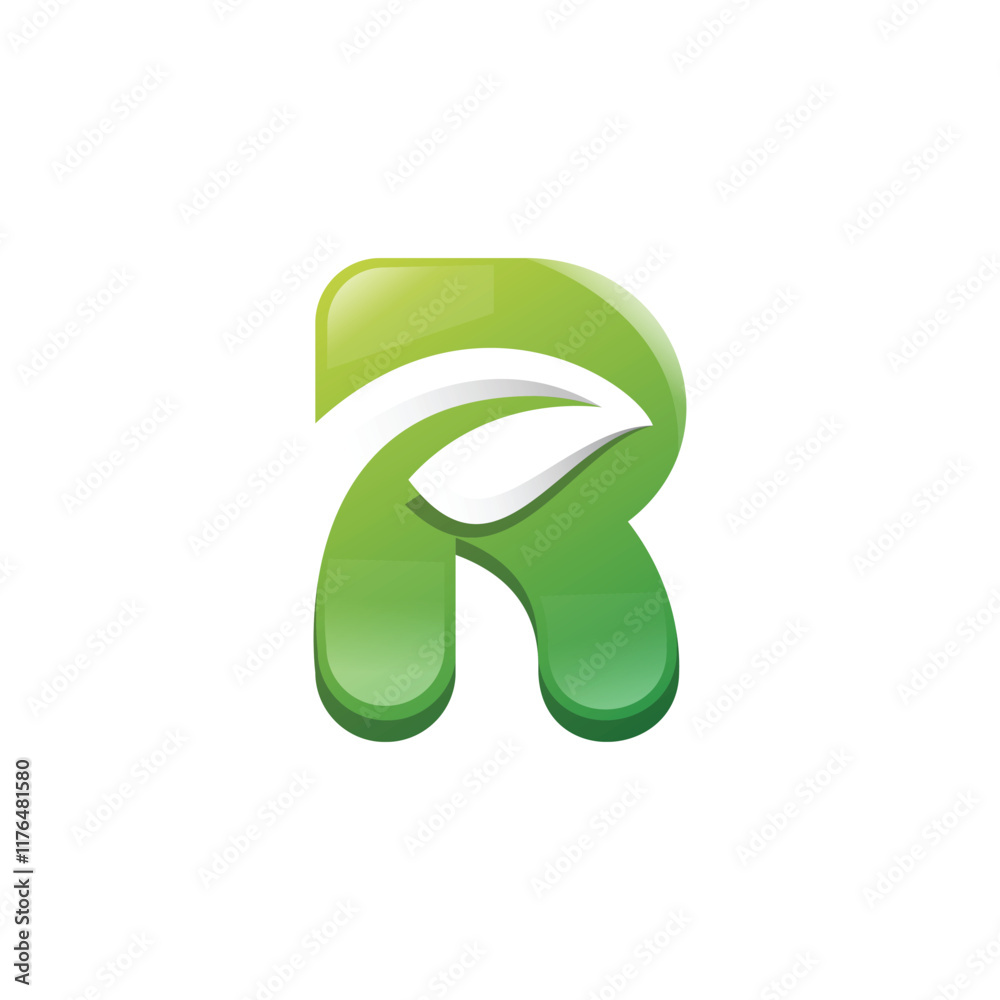 Eco-Friendly Initial R Logo Design with a Leaf Eco-Friendly Initial R Logo Design with a Leaf